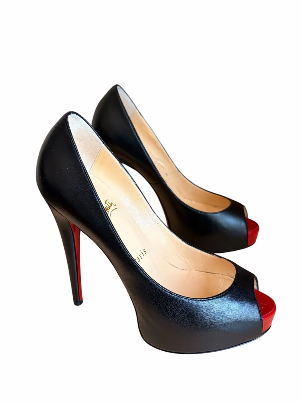 Christian Louboutin Vendome Black Peep-Toe High Heel Pump RETAIL 995 - Picture 3 of 5